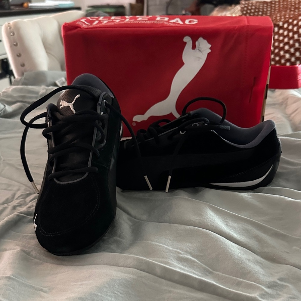 Puma Black Sneakers with Red Logo Bag